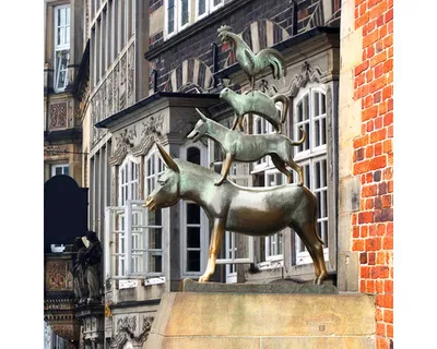 Produktbild von Glasbild Bremen Stadtmusikanten 50x50 cm