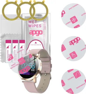 Produktbild von apgo 3 Stück Schutzglas, klar, kompatibel mit Garett Women Klara Smartwatch, Hybrid 8H, Ersatz für Hartglas, Displayschutzglas, Bildschirmschutz, Displayschutz, kratzfest