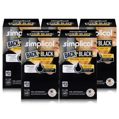 Produktbild von Simplicol Textilfarbe Back to Black 400g - Erneuert die Farbe (5er Pack)