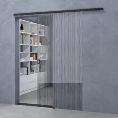 Produktbild von doporro Glasschiebetür Komplettset Softclose 90 x 205 cm Schiebetür mit Sicherheitsfolie 8mm ESG-Sicherheitsglas Zimmertür Glas Schwarz gebürstet Muranino-001