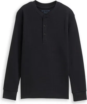 Produktbild von Langarmshirt mit Henley-Kragen