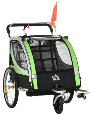 Zdjęcie produktu dla Przyczepka rowerowa 2 w 1 | Kolor: Zielony/Szary/Czarny/Srebrny | Wymiary: 75x142x101 cm