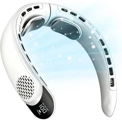 Produktbild von 4000mAh Tragbar Nackenventilator 360° Hals Ventilator USB Halsventilator Wiederaufladbare Ventilator mit LED-Anzeige für Outdoor, Reisen, Büro & Sport