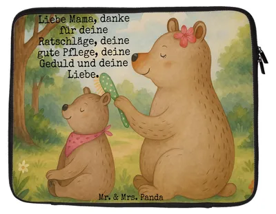 Produktbild von Mr. & Mrs. Panda Hülle Laptop Bär Kind Design 33 x 42 cm - Weiß - Geschenk, Case, Muttertag, Mutter, Mama, Tasche, Notebook, Laptoptasche, Laptophülle