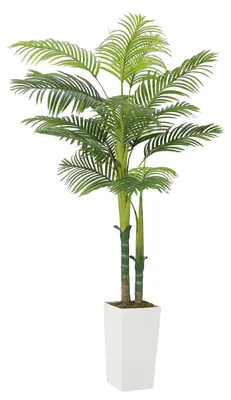 Immagine prodotto di Palma Areca artificiale - Palma artificiale da 150 cm in vaso - Albero decorativo realistico - Vaso alto bianco - Pianta tropicale da interno per la casa e l'ufficio