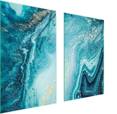 Immagine prodotto di Piastre copri fornello 2 pezzi 75x52 Copri piano cottura in Vetroceramica tagliere in vetro marmo turchese