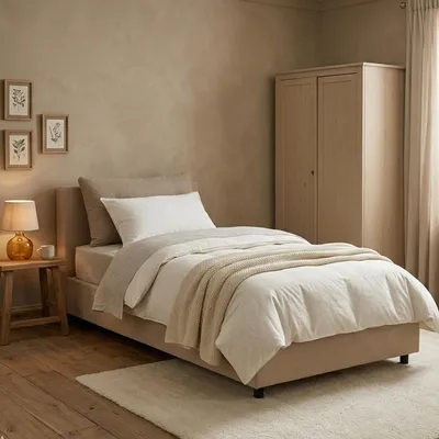 Image de Anzi - Lit Simple, Gris Taupe, Coffre  Italy