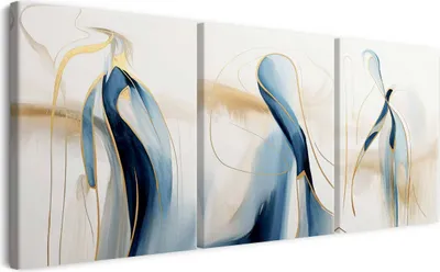 Produktbild von Wandbild Wanddeko Abstraktion auf Leinwand - ökologische Tinte, Wasserfest - 3 Teilig 90x180 cm Leinwandbilder für wohnzimmer, schlafzimmer