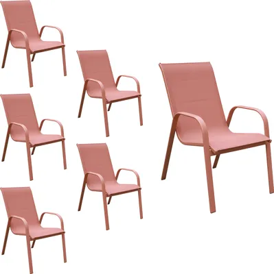 Produktbild von 6erSet Stühle MARBELLA aus Textilene Terracotta - Aluminium Terracotta