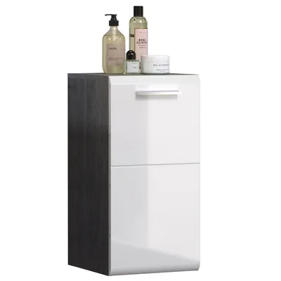 Produktbild von trendteam Bad Hänge-Stauraumelement Riva Rauchsilber Melamin/Weiß Hochglanz Tiefzieh 35 x 68 x 33 cm