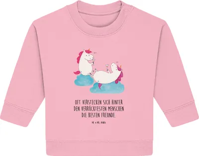 Produktbild von Mr. & Mrs. Panda Organic Baby Pullover Einhorn Sekt 24. - 36. Monat - Baumwolle Pink - Geschenk, Einhörner, BFF, Unicorn, Bullover, Korken, Mädelsabend, Party
