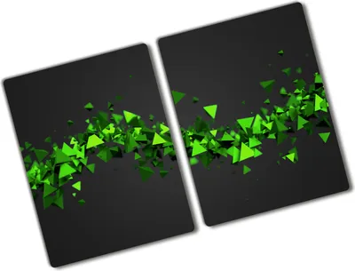 Produktbild von Tulup Glas Herdabdeckplatte - 2x40x52 cm - Glaskeramikkochfeld-Abdeckung Spritzschutz Glasabdeckplatte Kochplattenabdeckung und Schneidebrett - Zweiteilig - Sonstige - Geometrische Welle - Grün