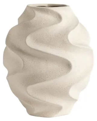 Produktbild von HOMLA Keramikvase NOIRE, beige, gewellt, 16,8 x 25,5 cm