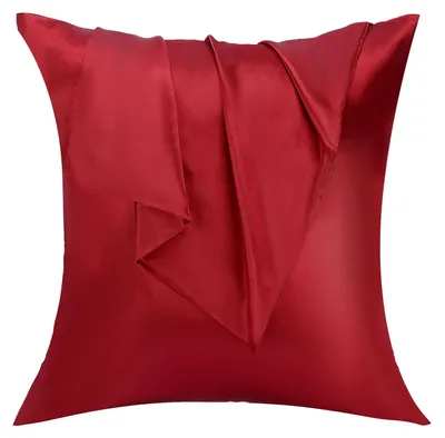 Produktbild von Set mit 2 Satin-Kissenbezügen (50 x 50 cm), seidenweich, haut- und haarschonend, -, bordeauxrot