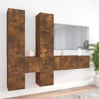Produktbild von The Living Store 7-tlg. TV-Schrank-Set Räuchereiche Holzwerkstoff