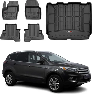 Image de Kit Tapis de Sol et Coffre pour Ford Kuga 2013-2019 en Caoutchouc Noir