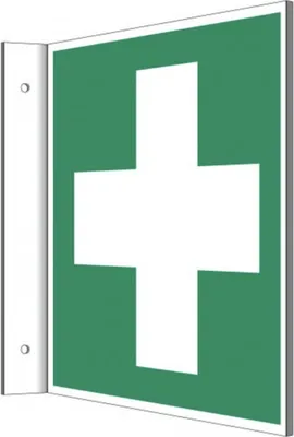 Produktbild von Fahnenschild Erste Hilfe Kreuz Kunststoffplatte 15x15cm nachleuchtend