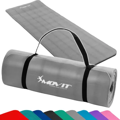 Produktbild von MOVIT Gymnastikmatte Pilates, Gymnastik, Yoga, Matte - hautfreundlich und , Yogamatte für Zuhause oder Unterwegs - 190x60x1,5cm, Grau
