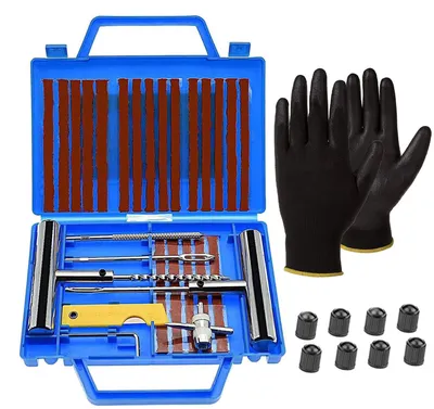 Immagine prodotto di Kit di riparazione pneumatici da 38 pezzi - Attrezzi per la riparazione di auto, motociclette e SUV