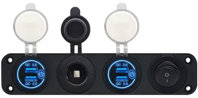 Produktbild von ProRide 12V KFZ-Ladegerät 4x USB QC3.0 mit Schalter & 12V-Steckdose