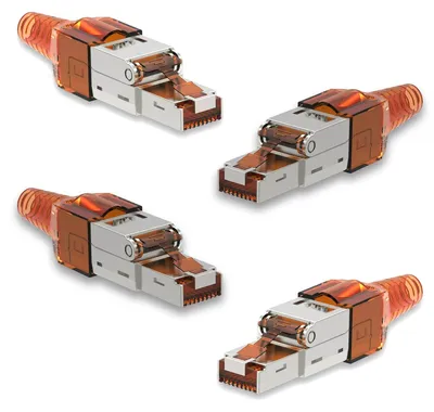 Produktbild von 4x Netzwerk Stecker CAT 7 Werkzeuglos RJ45 CAT7 Netzwerkstecker Netzwerkkabel