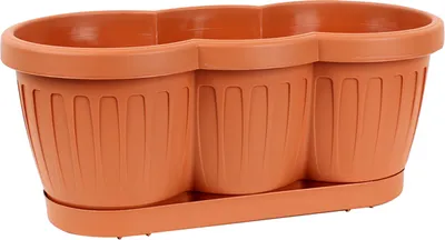Produktbild von Blumenkasten DOMINO 40 x 17x 19 cm, terra, inklusive Untersetzer, Polypropylen