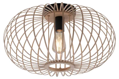 Zdjęcie produktu dla Lampa sufitowa RACOON jasne drewno-czarna 1xE27x40W drewno wym:28x50x50cm IP20 Leuchten Direkt