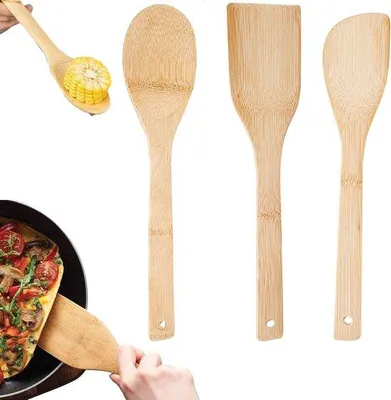 Produktbild von Famanu Holzkochlöffel Set - 3-teilig, natürliches Holz