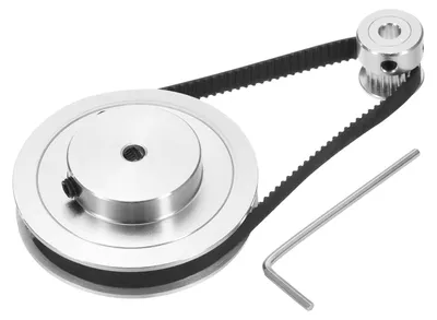 GT-2 Zahnriemenscheiben 20+80 Zähne, 5 mm, Alu, mit Riemen 250x6 mm
