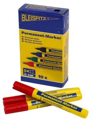 Produktbild von 10 x 10er-Pack Bleispitz Permanent-Marker, Ø 1,5 - 3 mm Spitze, rot 0594