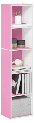 Bücherregal 5 Ebenen, offen, rosa/weiß, 23,7x30,5x132,2 cm