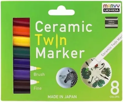 Zdjęcie produktu dla Markery do ceramiki i porcelany Primary 8 kolorów