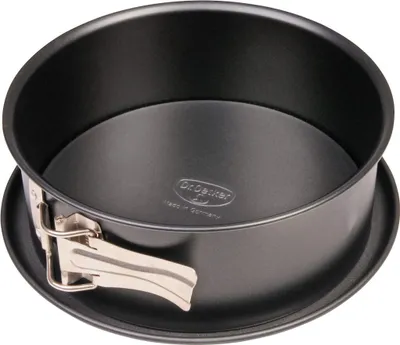 Produktbild von Dr. Oetker Springform Ø 18 cm TRADITION, Backform mit Flachboden und Auslaufschutz, runde Kuchenform aus Stahlblech mit Antihaftbeschichtung (Farbe: Schwarz)