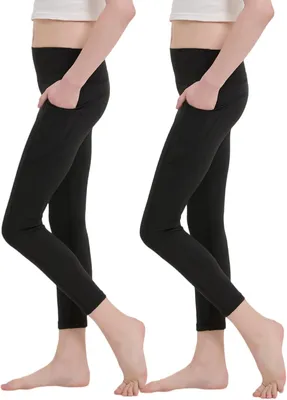 Produktbild von Sportleggins Mädchen, 2er Set, lang hohe Taille, elastisch und blickdicht, für Sport