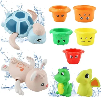 Produktbild von GizmoVine Wasserspielzeug Kinder, Badespielzeug Baby, 9-teiliges Aufziehspielzeug für die Badewanne, ab 1 Jahr