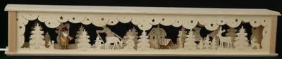 Produktbild von Schwibbogenerhöhung mit Waldarbeiter Tieren und Beleuchtung BxHxT 72x10x10cm NEU