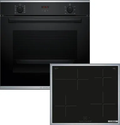 Produktbild von Bosch HBD435FH63 (HBA234BB3+PIF64KBB5E), Zonen-Induktionskochfeld, 4 Zone(n), Glaskeramik, Schwarz, Berührung, 58,3 cm