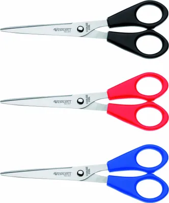 Obrázek produktu pro Westcott E-31032 00 Kancelářské nůžky, 17 cm, sada 3 kusů, černá/červená/modrá