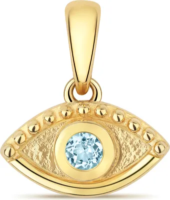 Image de Pendentif Femme Mauvais œil Or 375/1000 avec Aquamarine - 12mm*11mm; TRS34944