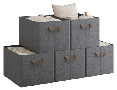 Produktbild von WOLTU Aufbewahrungsbox 5 Stück, mit Griffen, faltbar, Grau, 42x26x32 cm