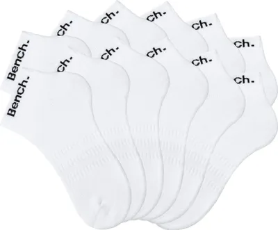 Produktbild von Bench Sportsocken Damen Herren Tennis Kurzsocken Quartersocken 12 -teilig 12x weiß Größe 39/42