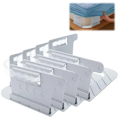 Image de Attaches pour draps, lot de 4, adaptées à 99 % des lits, clips pour draps, invisibles et transparents, antidérapants et stables (gris)