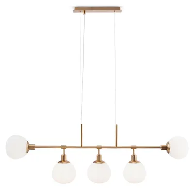 Immagine prodotto di Lampadario Sospensione Erich Metallo Oro Rosa 5 Luci E Diffusori Bianchi
