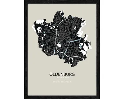 Produktbild von Gerahmtes Bild Oldenburg Landkarte II 33x43 cm