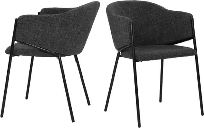 Produktbild von SIT Möbel Armlehnstuhl 2er-Set | Bezug Strukturstoff dunkelgrau | Stuhlgestell Metall schwarz | B 60 x T 52 x H 76 cm | 04773-21 | Serie SIT&CHAIRS
