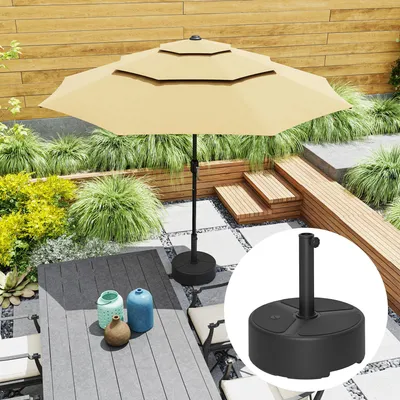 Produktbild von Sonnenschirmständer HDPE befüllbar, Schirmständer, rund, Schwarz | 45 x 45 x 32,5 cm | bis 20 kg befüllbar | wetterfest