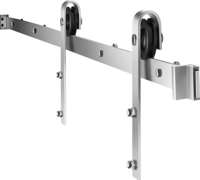 Image de Kit de quincaillerie pour porte coulissante de grange de 5 pieds pour porte coulissante simple, couleur argent