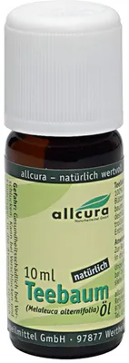 Produktbild von Allcura Bio Teebaumöl 10 ml mit unter 4% Cineol und über 35% Terpentin-4-ol