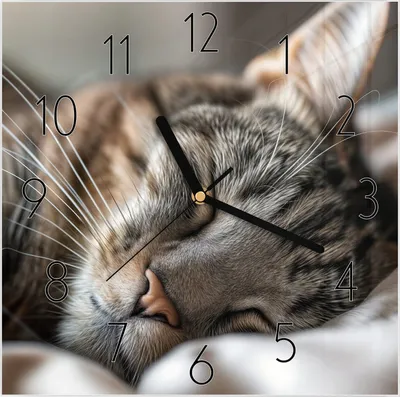 Produktbild von Wanduhr aus Glas mit Motiv Schlafende Katze- 30 x 30 cm - inkl. Aufhängesystem