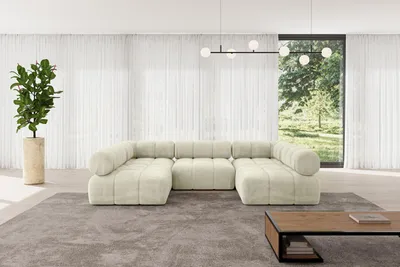 Produktbild von ALTDECOR Modulares Sofa Ecksofa in U-Form - Garvo-U1 - 285x190x70 cm Beige Corner modular Sofa Eckcouch Couch Wohnlandschaft Cauchsofa Polstersofa